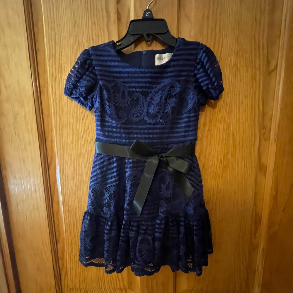 Little Angels Toddler Dress Navy Lace Girls 2T